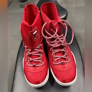 Fila Disruptor Ballistic Women’s Red and White High-Top Sneakers